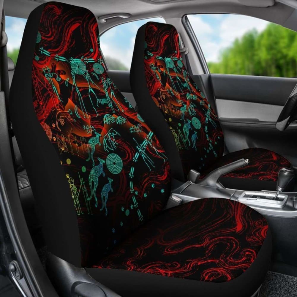 Australia Car Seat Covers Kangaroo Adults Indigenous Art - 174914 - YourCarButBetter