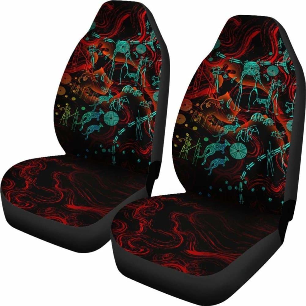 Australia Car Seat Covers Kangaroo Adults Indigenous Art - 174914 - YourCarButBetter