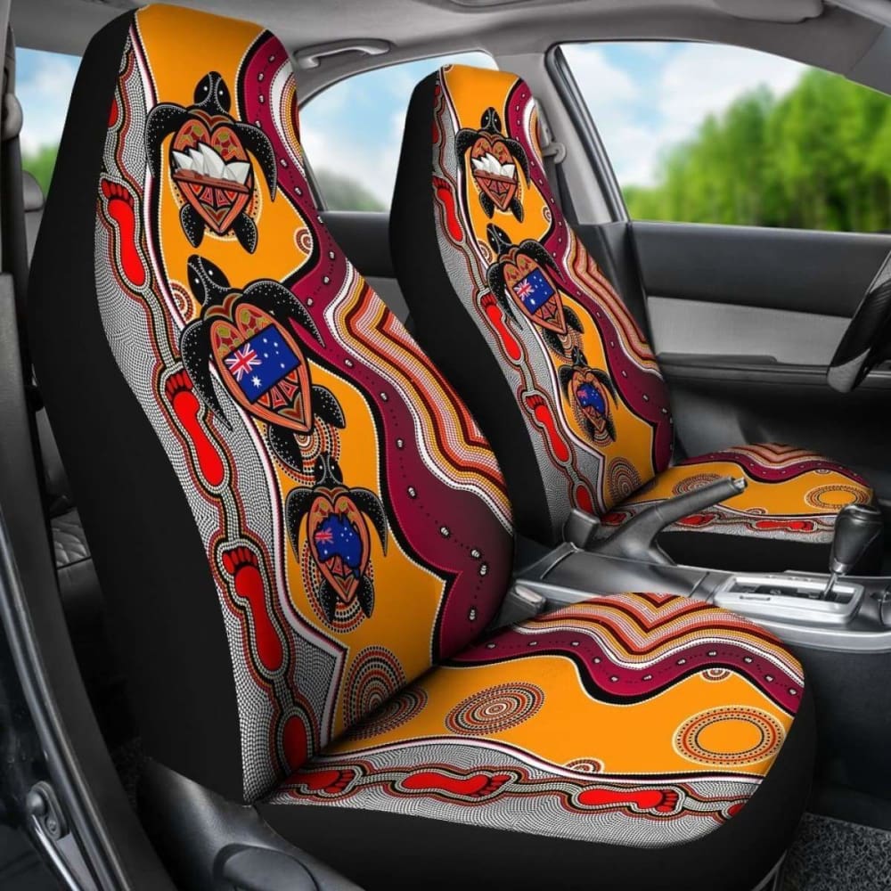 Australiaaboriginal Car Seat Covers Turtle Aus Flag Sydney Opera Dot Painting Footprint - 091114 - YourCarButBetter