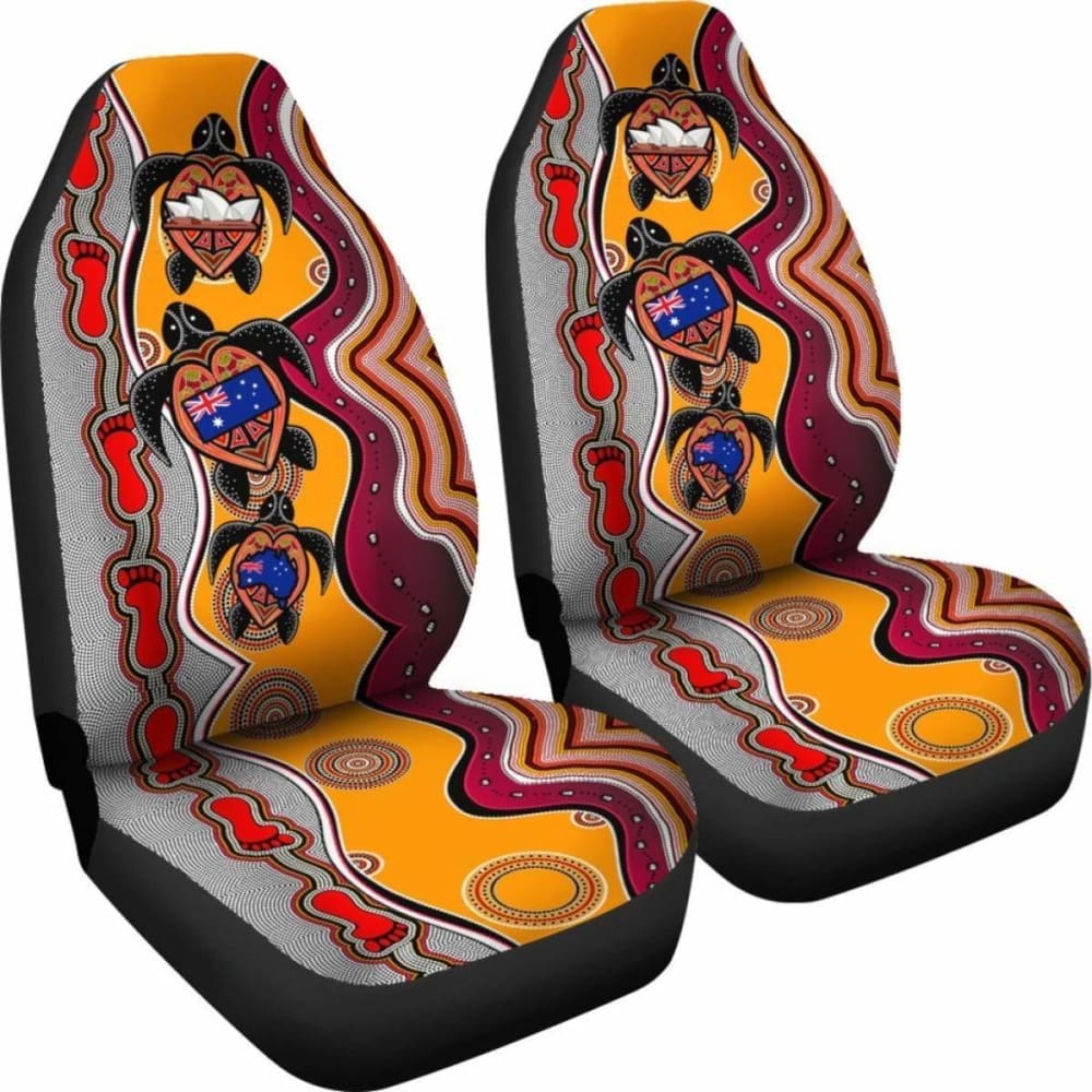 Australiaaboriginal Car Seat Covers Turtle Aus Flag Sydney Opera Dot Painting Footprint - 091114 - YourCarButBetter