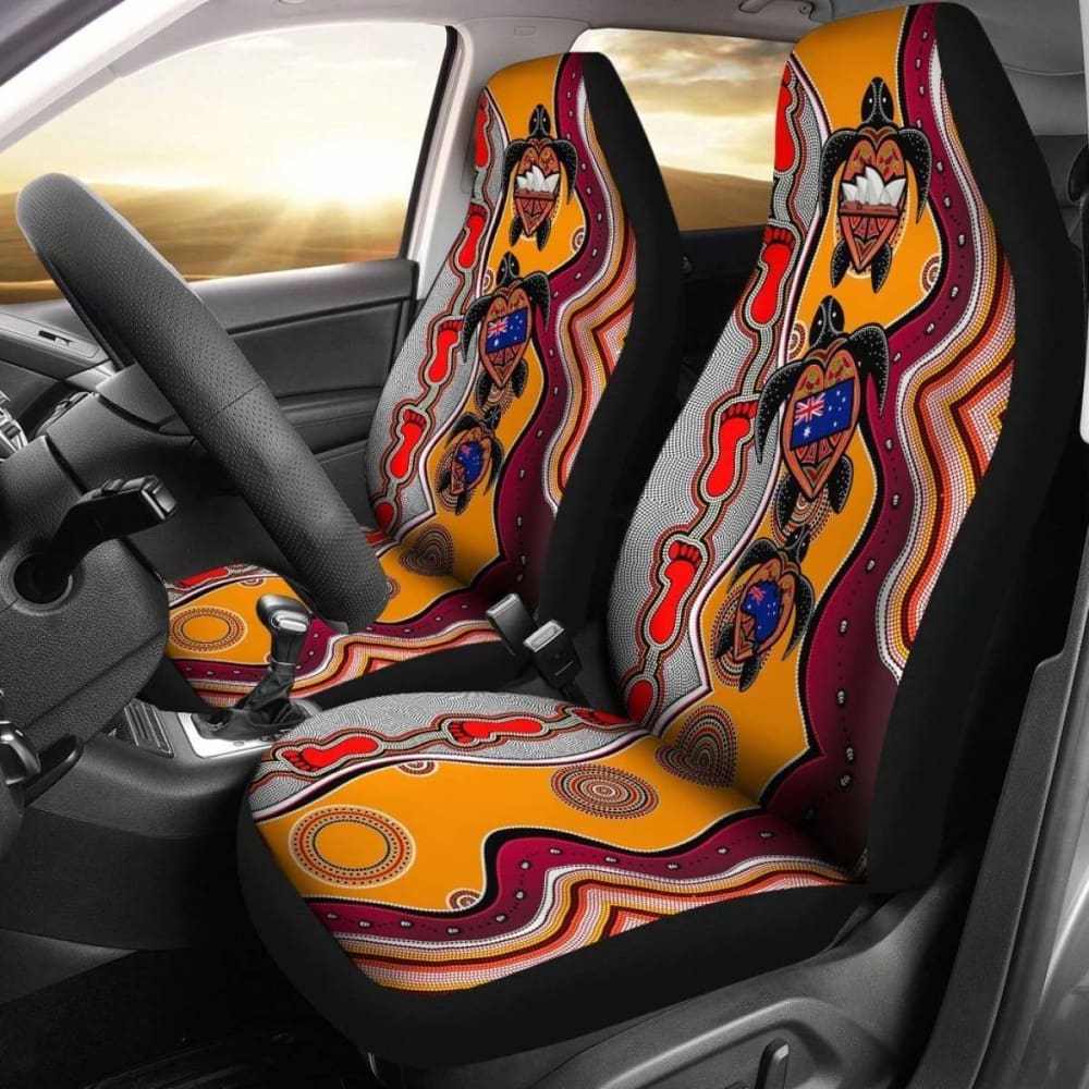 Australiaaboriginal Car Seat Covers Turtle Aus Flag Sydney Opera Dot Painting Footprint - 091114 - YourCarButBetter
