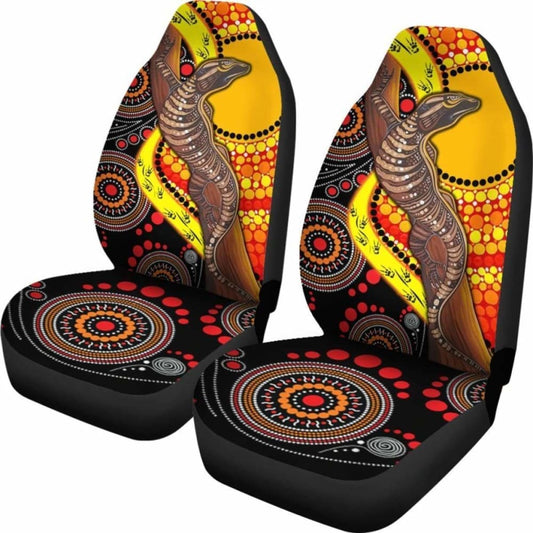 Australian Car Seat Covers - Australian Aboriginal Dot Painting Sun And Lizard - 19 174914 - YourCarButBetter