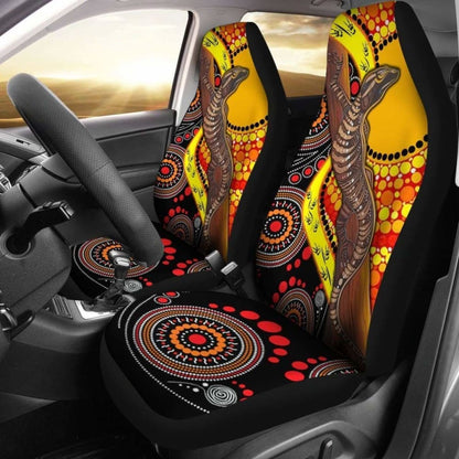 Australian Car Seat Covers - Australian Aboriginal Dot Painting Sun And Lizard - 19 174914 - YourCarButBetter