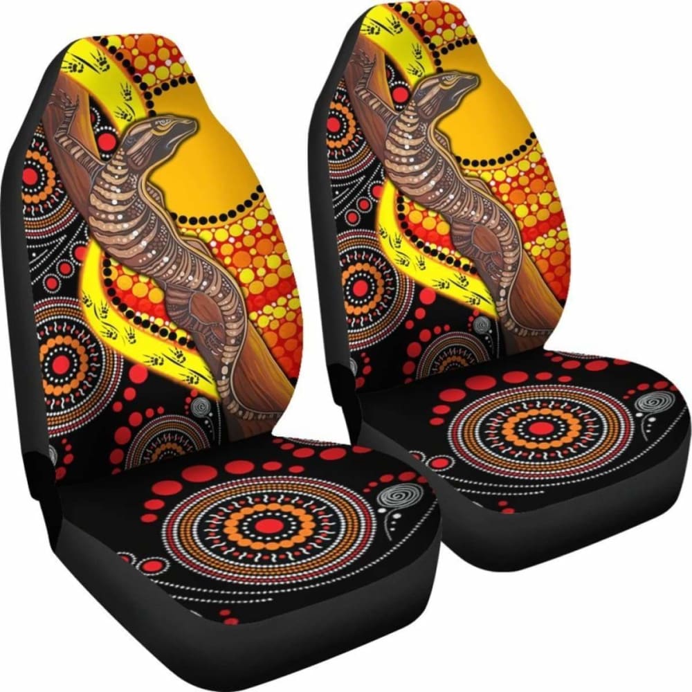 Australian Car Seat Covers - Australian Aboriginal Dot Painting Sun And Lizard - 19 174914 - YourCarButBetter