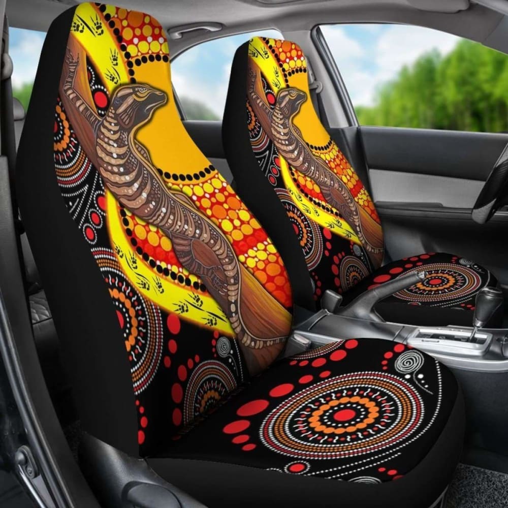 Australian Car Seat Covers - Australian Aboriginal Dot Painting Sun And Lizard - 19 174914 - YourCarButBetter