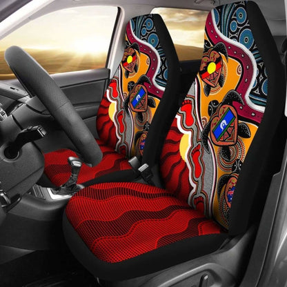 Australian Car Seat Covers - Australia Aboriginal Dots With Turtle And Naidoc Flags - Bn19 091114 - YourCarButBetter