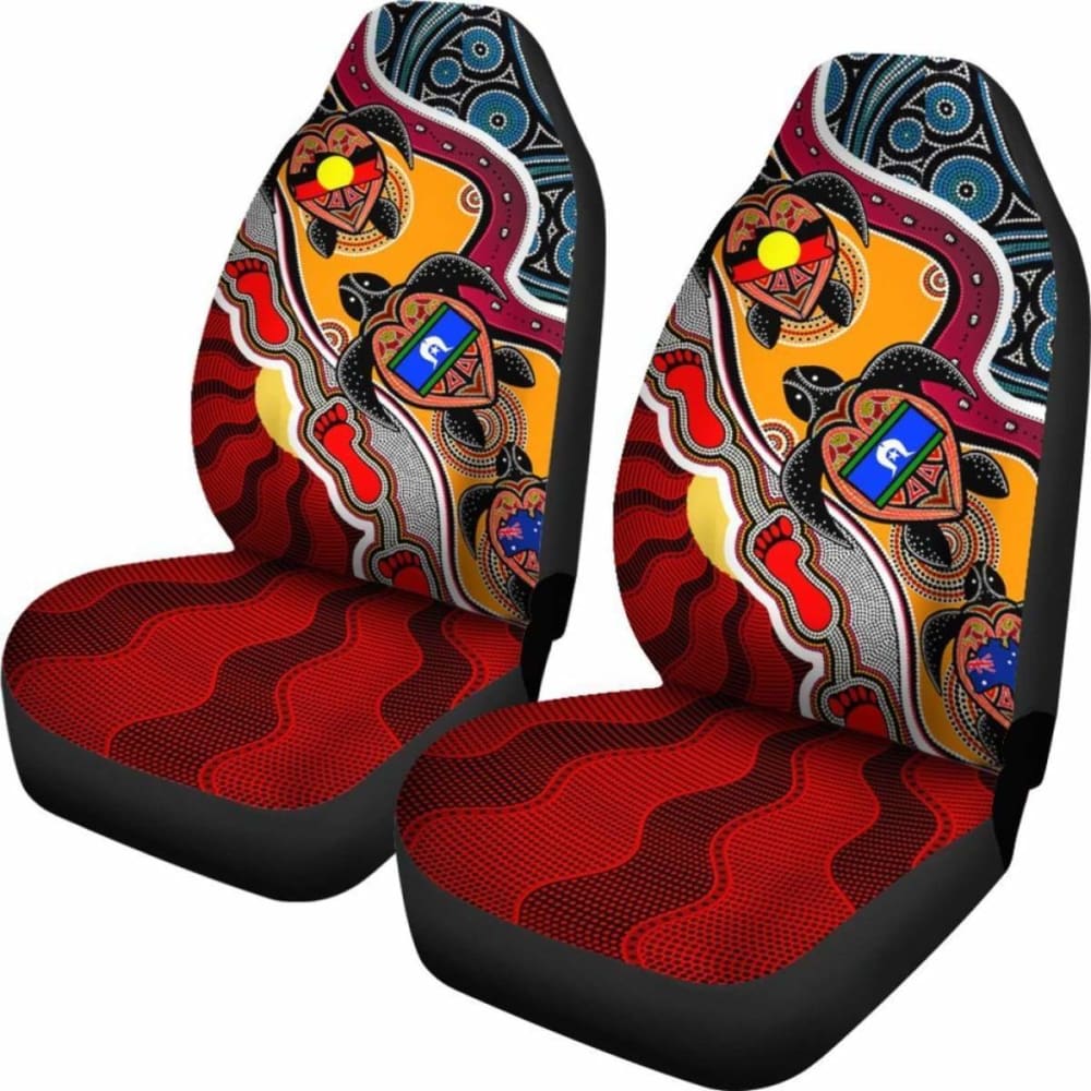 Australian Car Seat Covers - Australia Aboriginal Dots With Turtle And Naidoc Flags - Bn19 091114 - YourCarButBetter