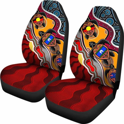 Australian Car Seat Covers - Australia Aboriginal Dots With Turtle And Naidoc Flags - Bn19 091114 - YourCarButBetter