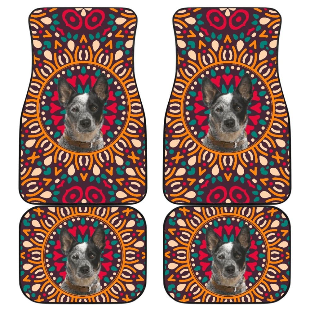 Australian Cattle Dog Colorful Flower Car Floor Mats 211008 - YourCarButBetter