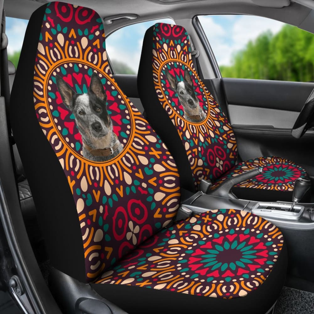 Australian Cattle Dog Colorful Flower Car Seat Covers 211008 - YourCarButBetter