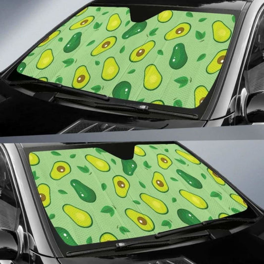 Avocado Pattern Green Background Car Auto Sun Shades 460402 - YourCarButBetter