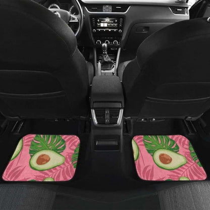 Avocado Slices Leaves Pink Back Ground Front And Back Car Mats 174914 - YourCarButBetter