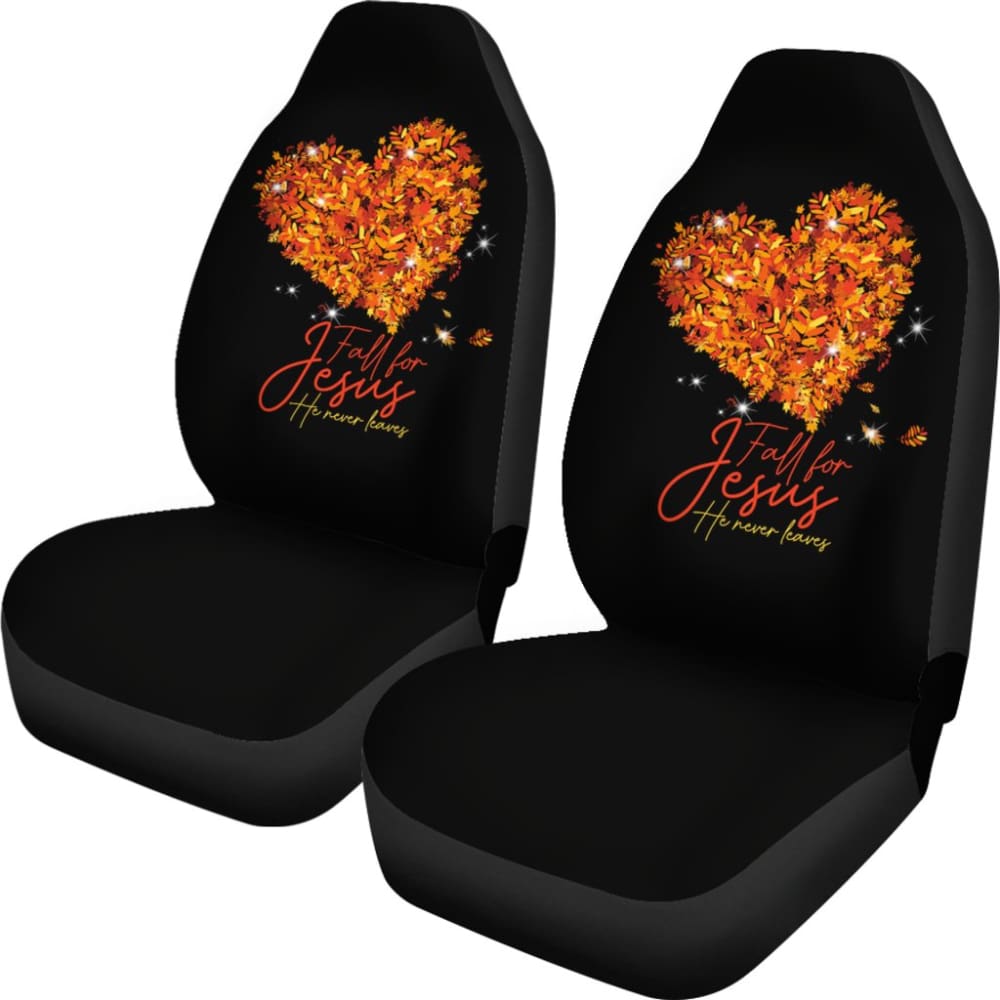 Awesome Fall For Jesus He Never Leaves Car Seat Covers 210205 - YourCarButBetter