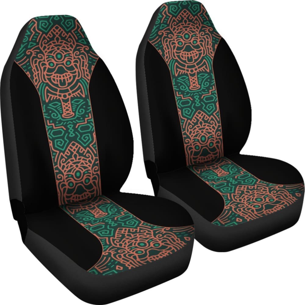 Aztec Elephant Black Burnt Orange Green Car Seat Covers 101819 - YourCarButBetter