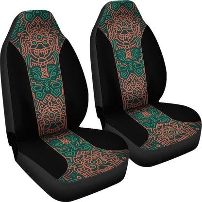 Aztec Elephant Black Burnt Orange Green Car Seat Covers 101819 - YourCarButBetter