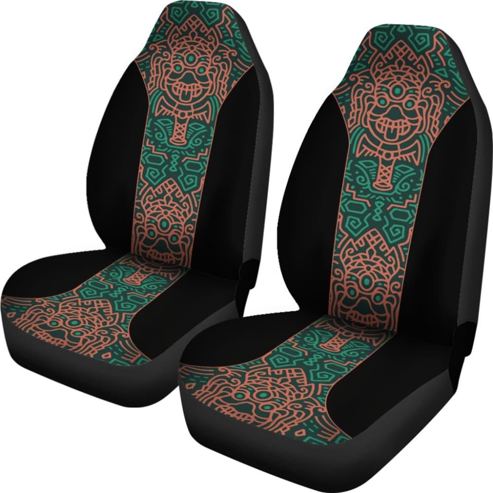 Aztec Elephant Black Burnt Orange Green Car Seat Covers 101819 - YourCarButBetter