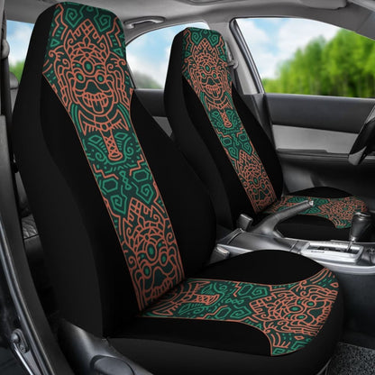 Aztec Elephant Black Burnt Orange Green Car Seat Covers 101819 - YourCarButBetter