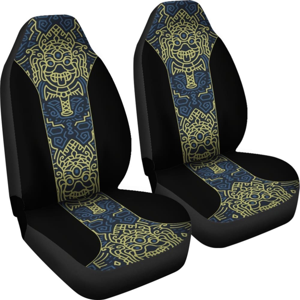 Aztec Elephant Blue Mustard Yellow Car Seat Covers 101819 - YourCarButBetter