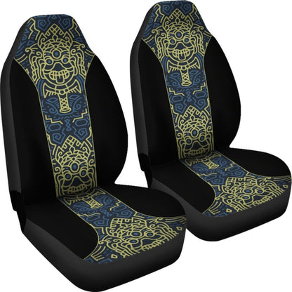 Aztec Elephant Blue Mustard Yellow Car Seat Covers 101819 - YourCarButBetter
