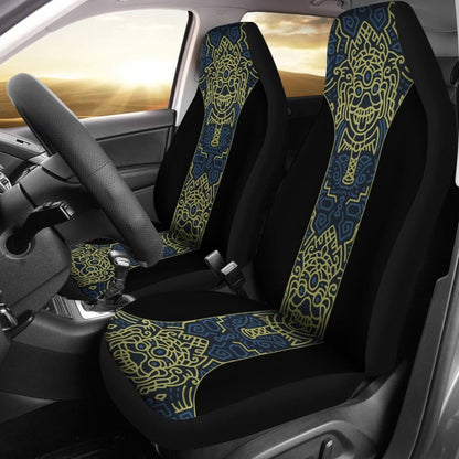 Aztec Elephant Blue Mustard Yellow Car Seat Covers 101819 - YourCarButBetter