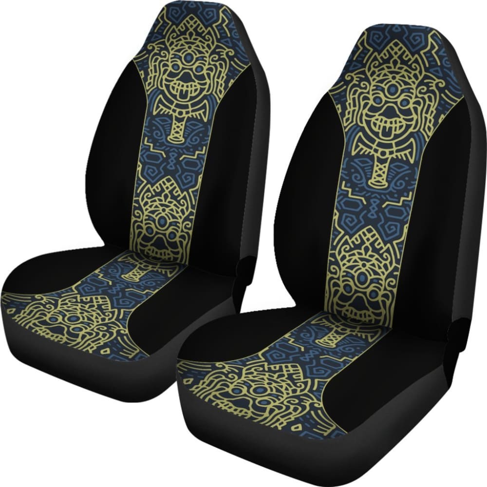 Aztec Elephant Blue Mustard Yellow Car Seat Covers 101819 - YourCarButBetter
