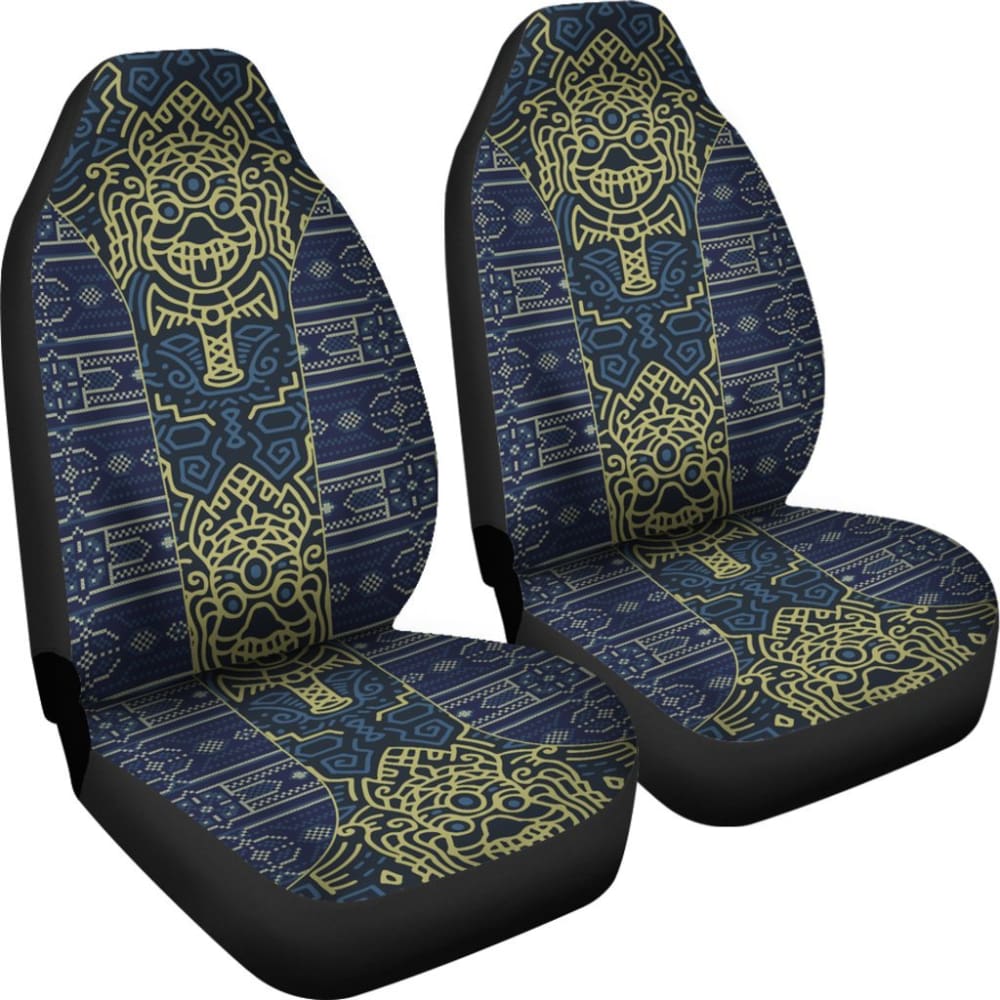 Aztec Elephant Navy Blue Mustard Yellow Car Seat Covers 101819 - YourCarButBetter