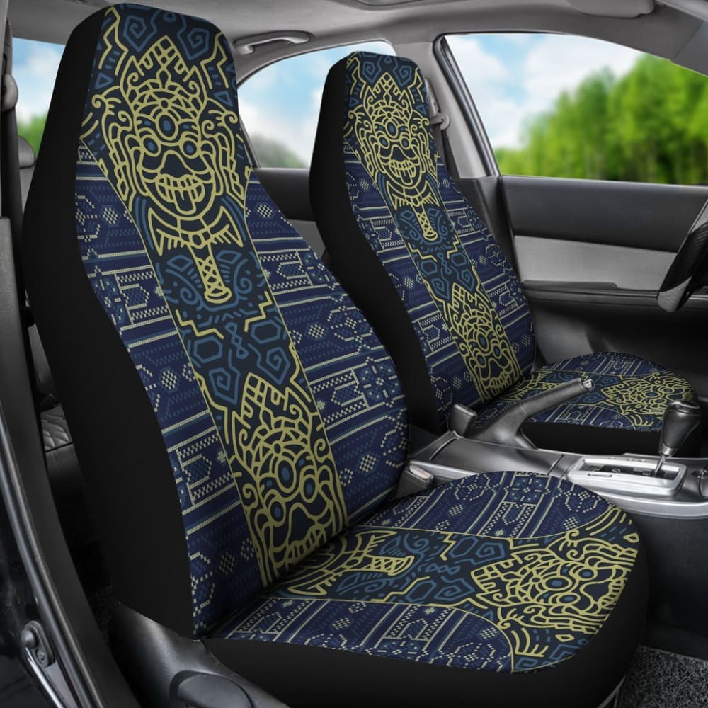 Aztec Elephant Navy Blue Mustard Yellow Car Seat Covers 101819 - YourCarButBetter