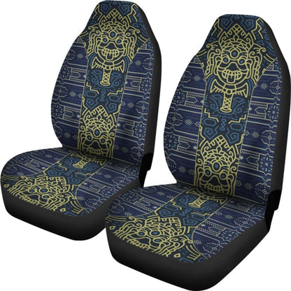 Aztec Elephant Navy Blue Mustard Yellow Car Seat Covers 101819 - YourCarButBetter