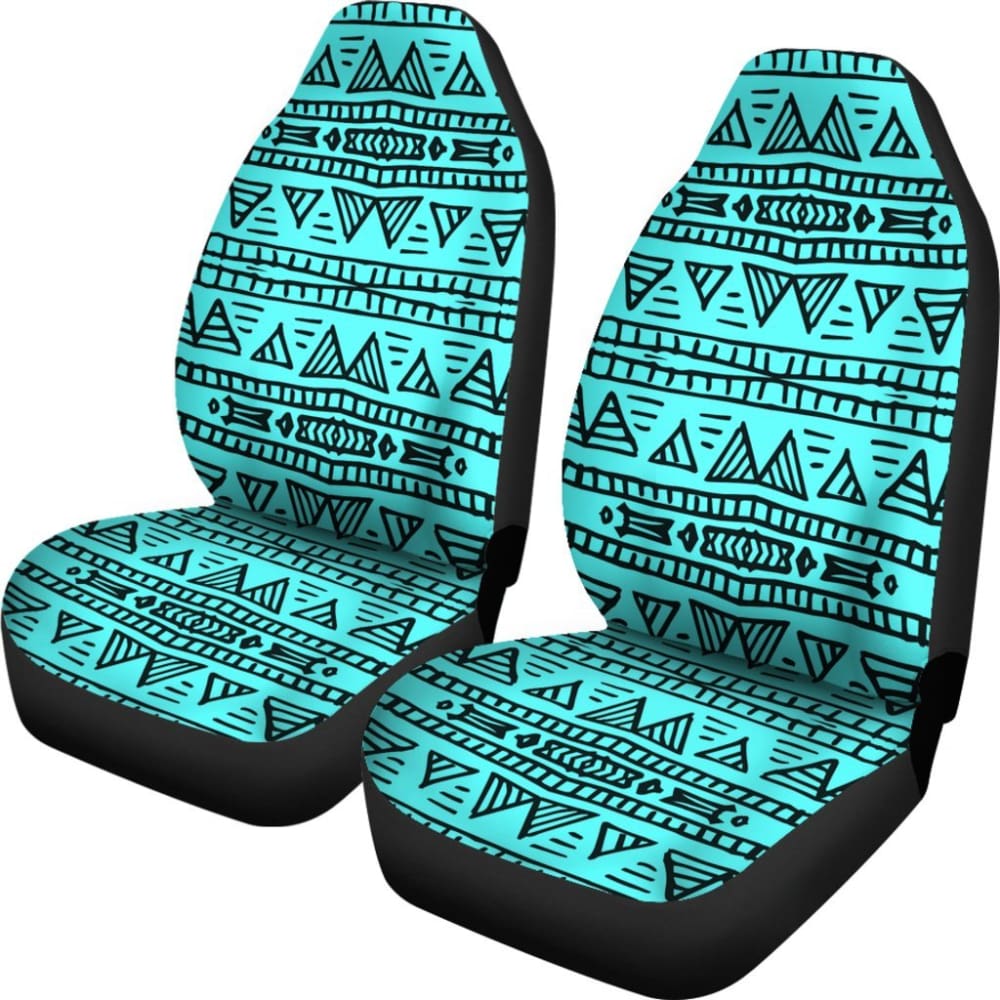 Aztec Teal Car Seat Covers Pair Design 174510 - YourCarButBetter