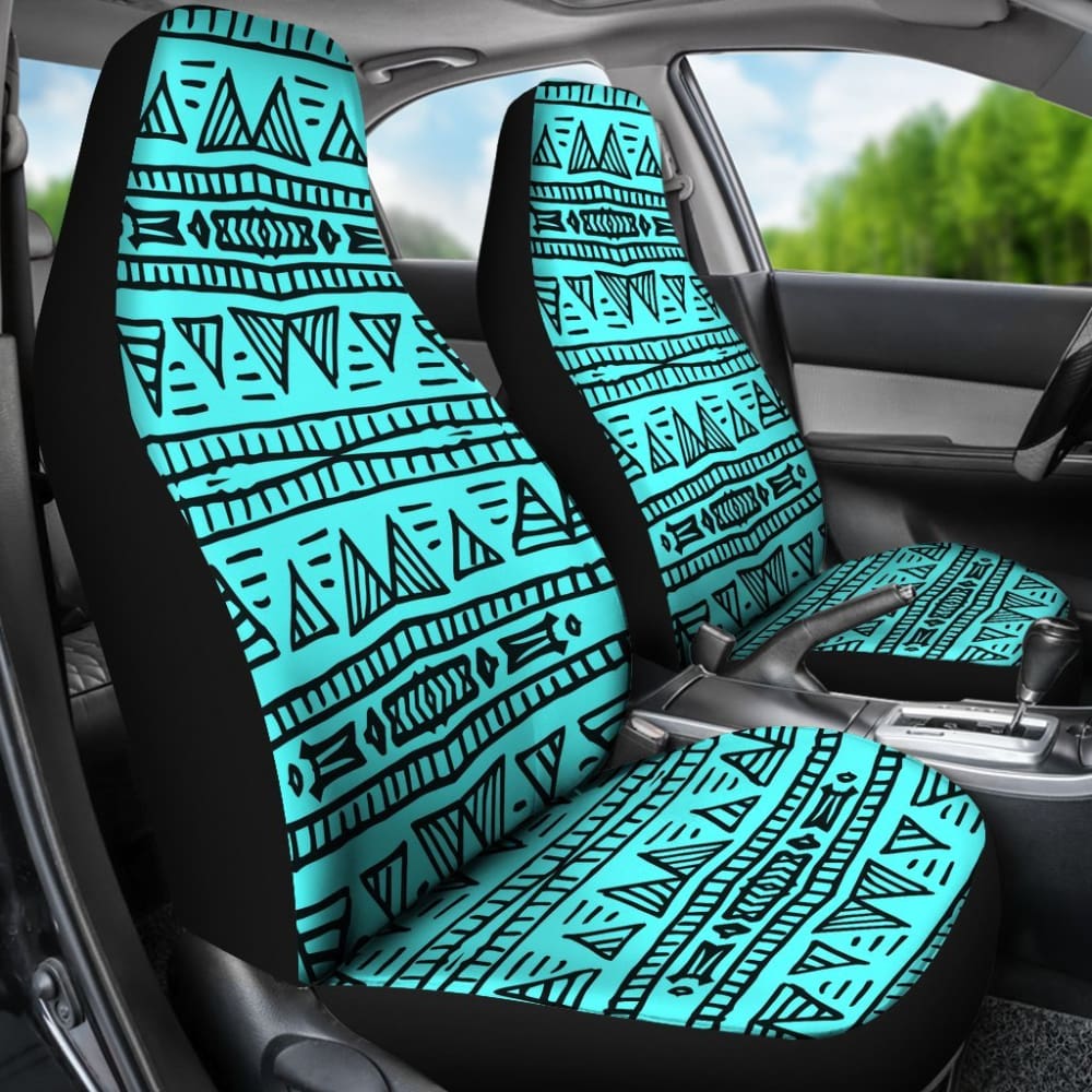 Aztec Teal Car Seat Covers Pair Design 174510 - YourCarButBetter
