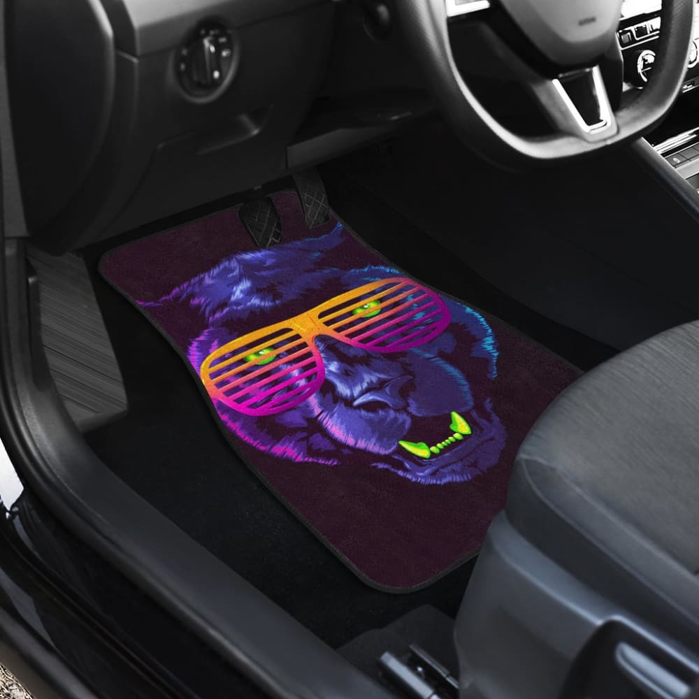 Badass Panther With Glasses Car Floor Mats 212601 - YourCarButBetter
