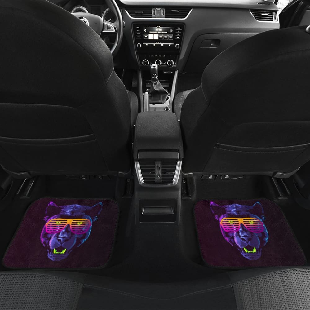 Badass Panther With Glasses Car Floor Mats 212601 - YourCarButBetter