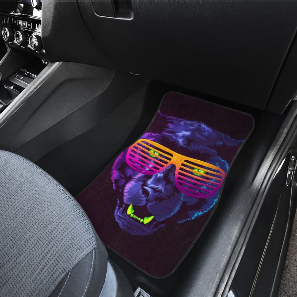 Badass Panther With Glasses Car Floor Mats 212601 - YourCarButBetter