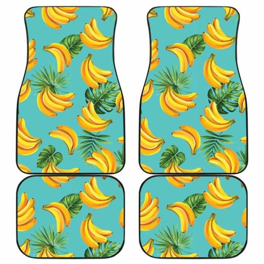 Banana Palm Leaves Pattern Background Front And Back Car Mats 174914 - YourCarButBetter
