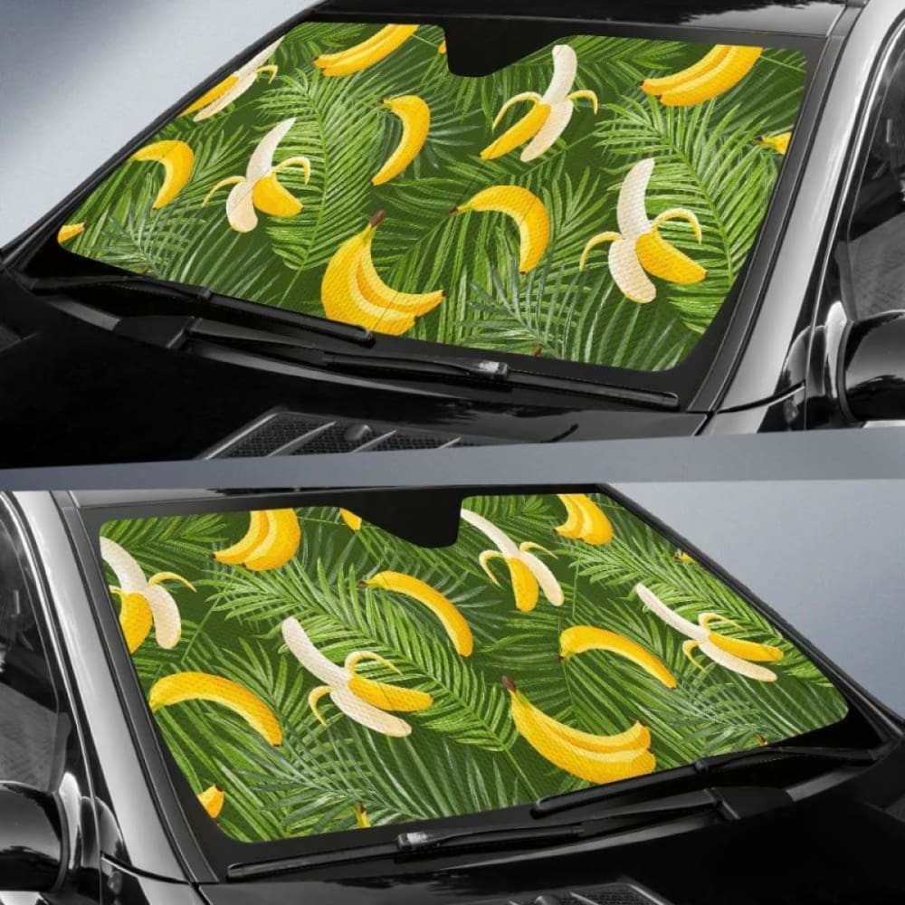 Banana Palm Leaves Pattern Car Auto Sun Shades 182102 - YourCarButBetter