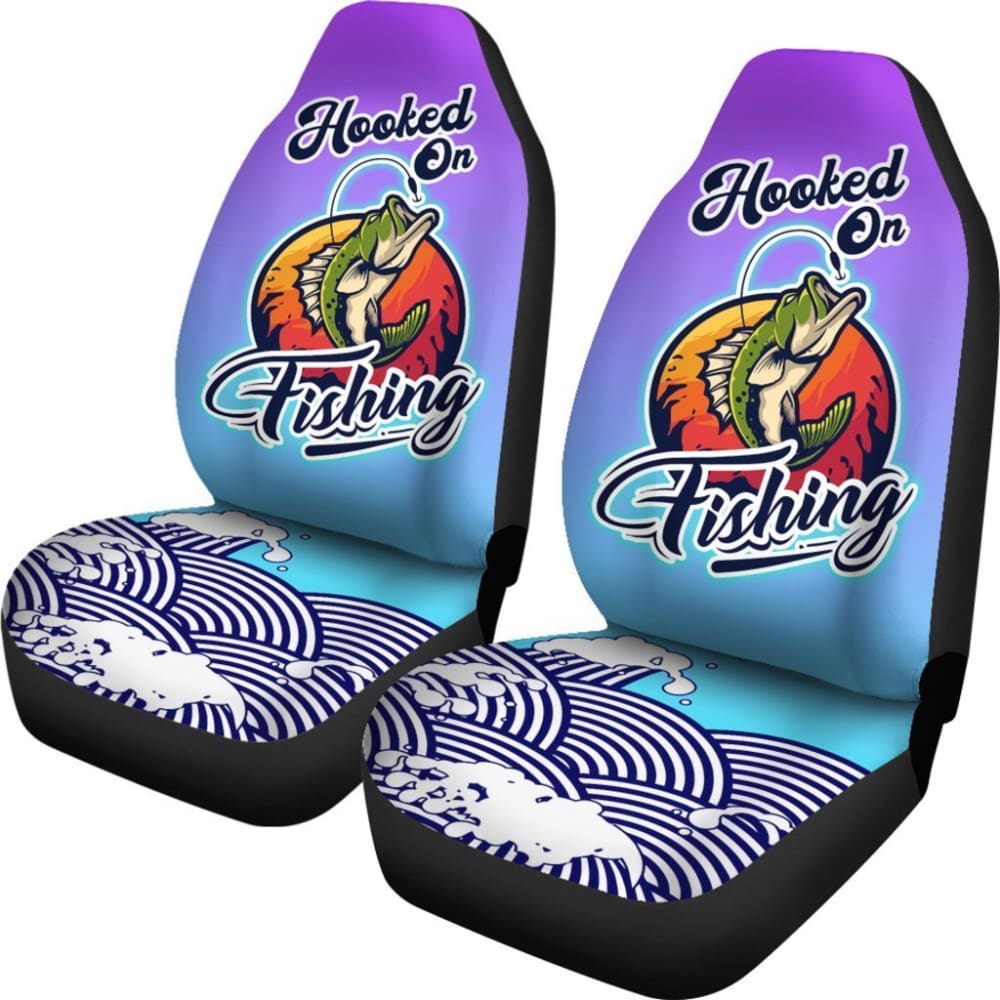 Bass Fishing Car Seat Covers Hooked On Fishing Car Decor 182417 - YourCarButBetter
