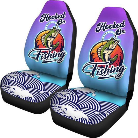 Bass Fishing Car Seat Covers Hooked On Fishing Car Decor 182417 - YourCarButBetter