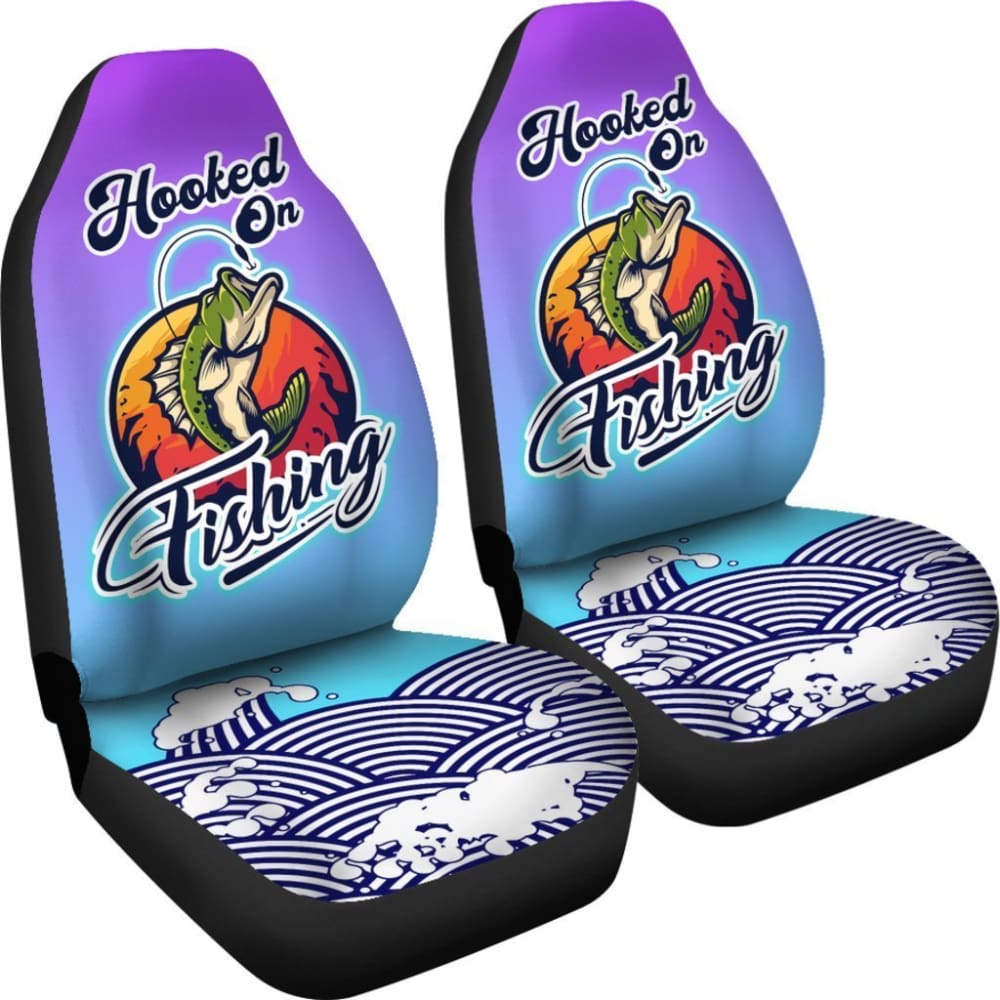 Bass Fishing Car Seat Covers Hooked On Fishing Car Decor 182417 - YourCarButBetter