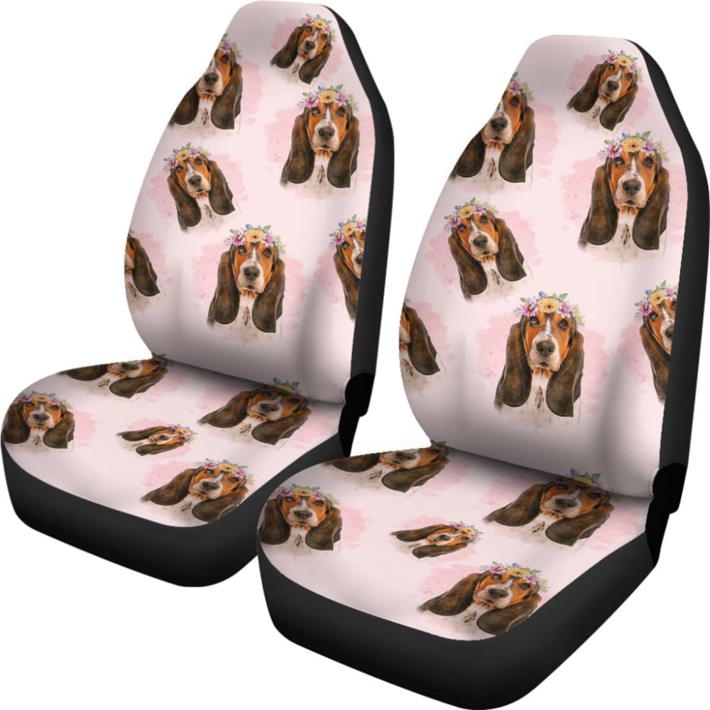 Basset Hound Dog Print Car Seat Covers 210402 - YourCarButBetter
