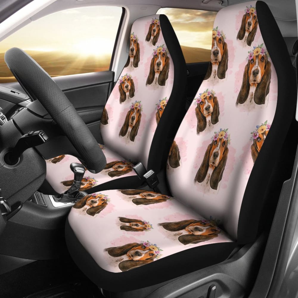 Basset Hound Dog Print Car Seat Covers 210402 - YourCarButBetter