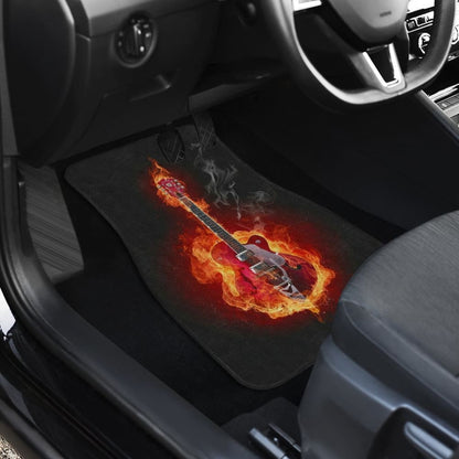 Be Unique With Electric Guitar Burned In Flaming Flower Car Floor Mats 211305 - YourCarButBetter