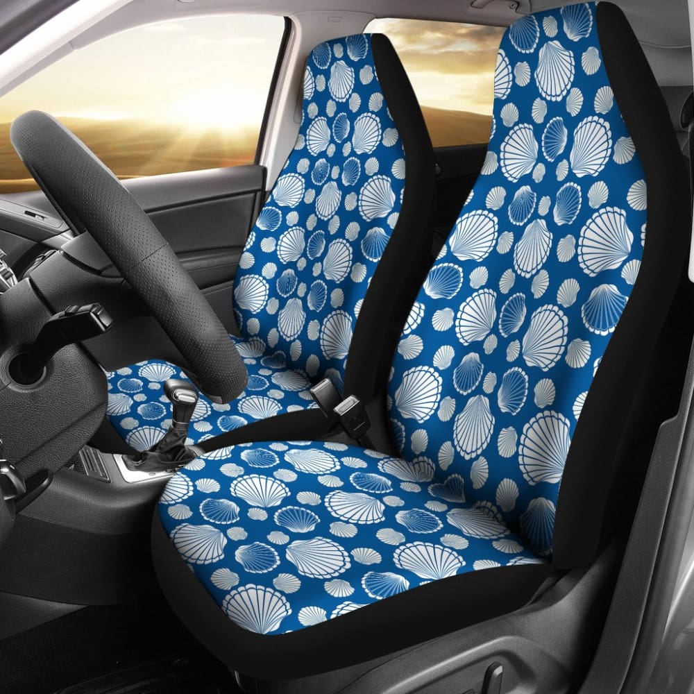 Beach Sea Shell Blue Print Universal Fit Car Seat Covers 212203 - YourCarButBetter