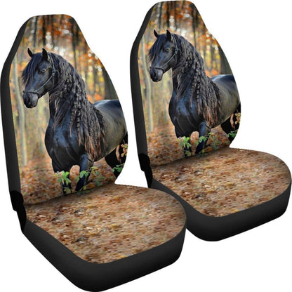 Beautiful Black Horse In The Forest Animal Car Seat Covers Amazing Gift Ideas 184610 - YourCarButBetter