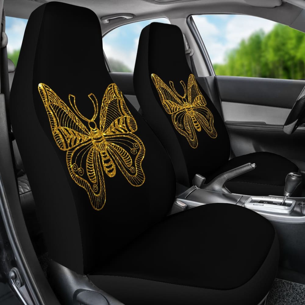 Beautiful Butterfly Gold Custom Car Seat Covers 212203 - YourCarButBetter