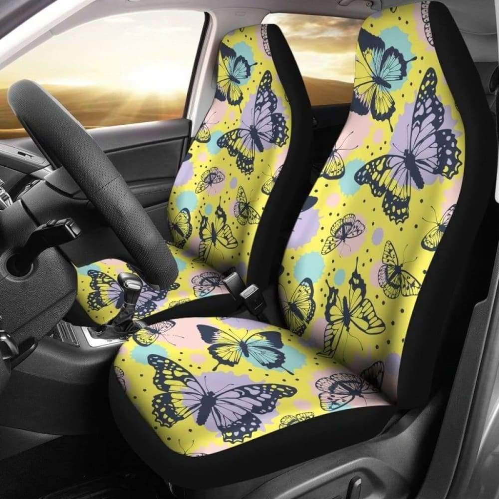 Beautiful Butterfly on Yellow Background Car Seat Covers 171204