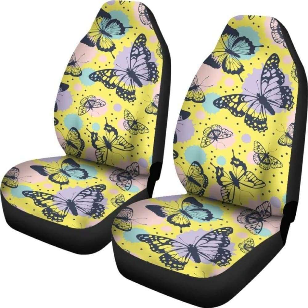 Beautiful Butterfly on Yellow Background Car Seat Covers 171204