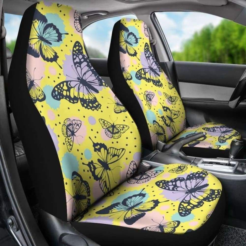 Beautiful Butterfly on Yellow Background Car Seat Covers 171204