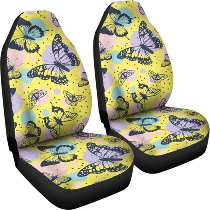 Beautiful Butterfly on Yellow Background Car Seat Covers 171204