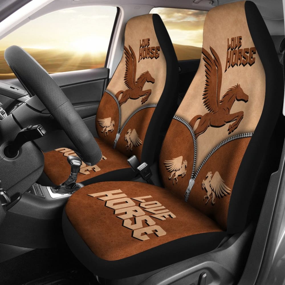 Beautiful Chocolate Horse Print Decor Car Seat Covers 211203