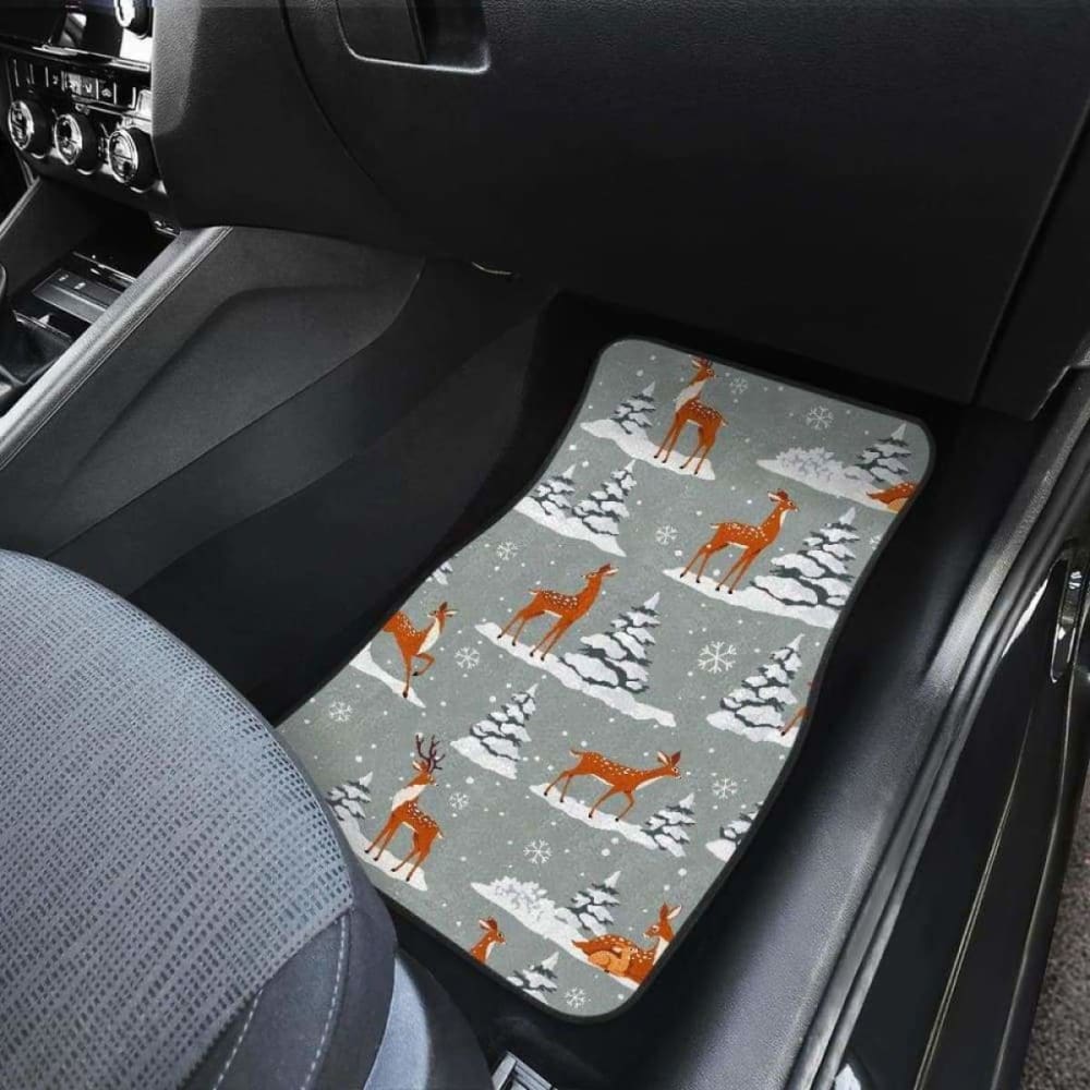 Beautiful Deers Winter Christmas Front And Back Car Mats 161012
